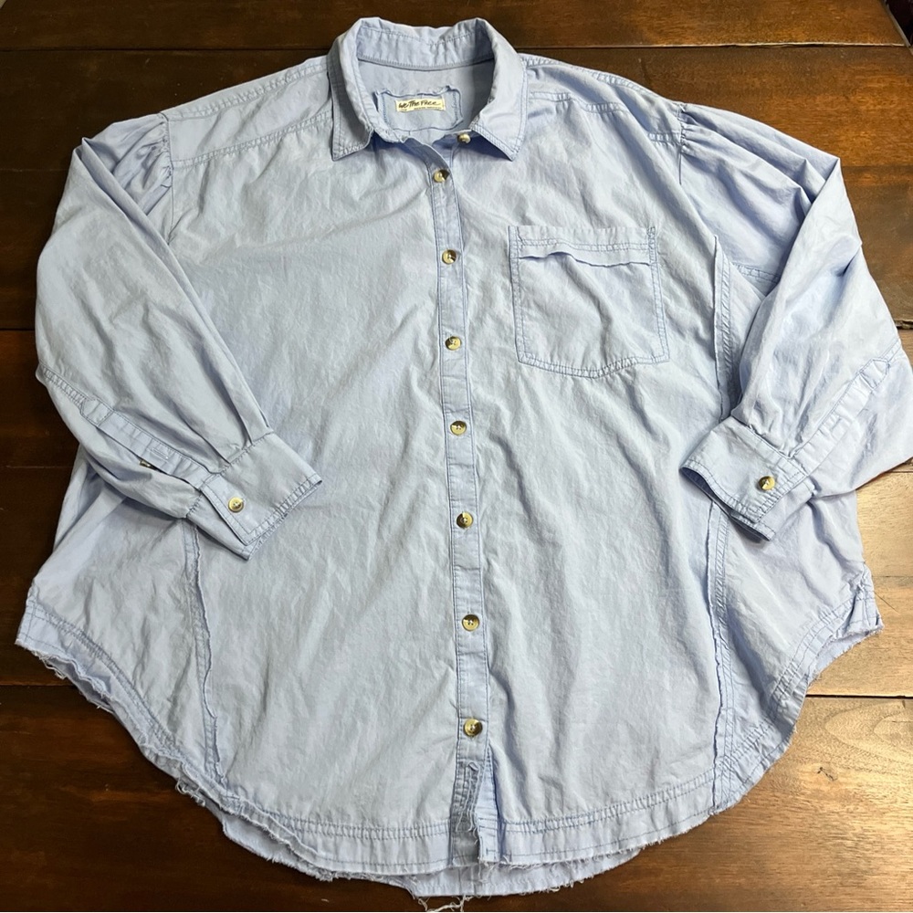Free People Light Blue Button-Up Shirt